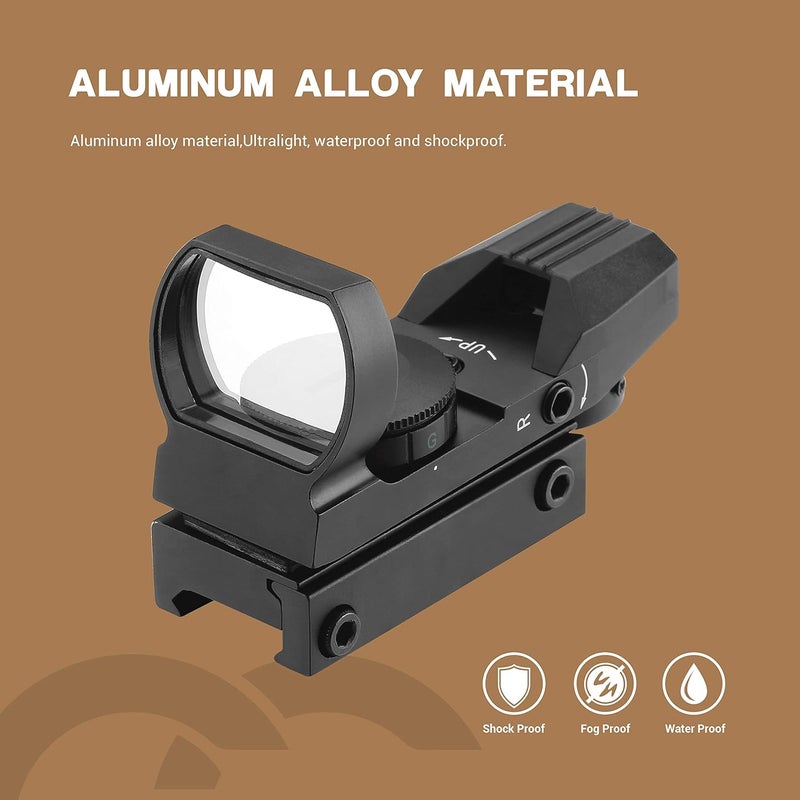 ESSLNB Red Green Dot Sight Reflex Sight Scope with 4 Reticles and 20/22mm Rail Mounts Waterproof Shockproof with 5 Adjustable Brightness - Image 4